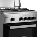 Aragaz pe gaz Samus SM450BXS 4 arzatoare cuptor pe gaz 49 litri latime 50 cm dispozitiv siguranta plita si cuptor capac metalic geam dublu la cuptor maner usa cuptor din aluminiu