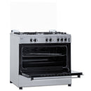 Aragaz pe gaz Samus SM950AGRXS1 5 arzatoare gaz cuptor pe gaz 92 litri aprindere electrica dispozitiv siguranta plita dispozitiv siguranta cuptor geam dublu cuptor timer capac metalic latime 90 cm