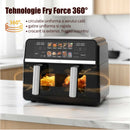 Friteuza cu aer cald Samus AF9BIG-S2500DW 2500 W 9 litri Separator compartiment detasabil Afisaj electronic color Touch Control Timer 10 programe Tehnologia Fry-Force 360°