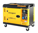 Generator insonorizat Stager YDE8600TA-TA3 7.5kVA 3000rpm dual diesel pornire electrica furnizeaza aceeasi putere monofazic cat si trifazic automatizare trifazata YA40063F24 63A 24Vcc