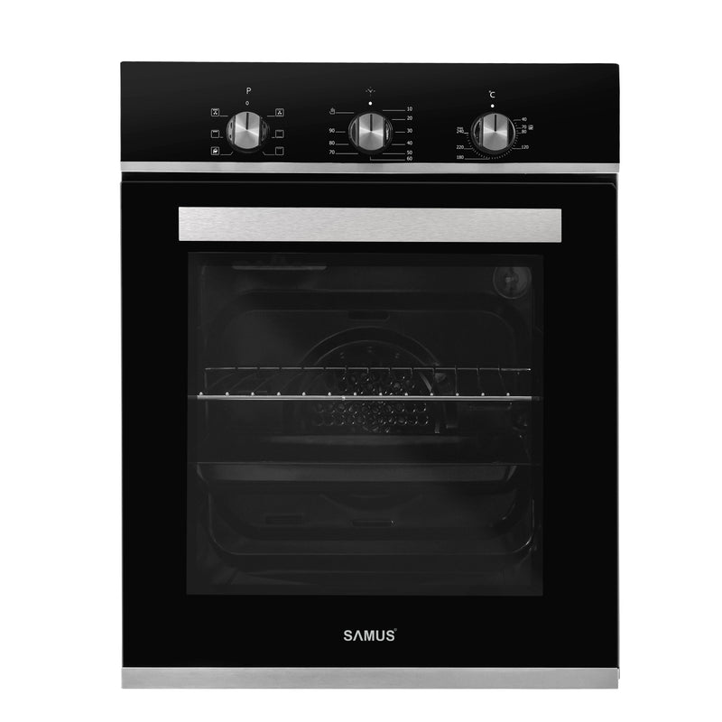 Cuptor electric incorporabil Samus SC457GTBV clasa A 43 litri 6 functii grill ventilatie timer mecanic panou control din sticla 1900 W