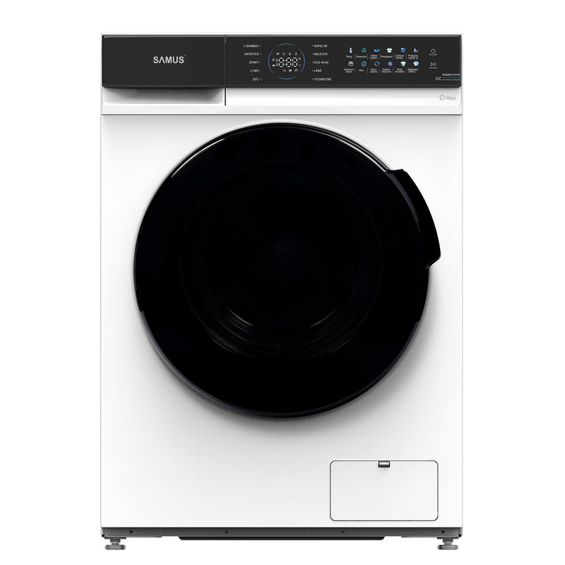 Masina de spalat rufe Samus WSDKI5-10144 10 kg 1400 rpm clasa A adancime 54 cm motor inverter Spalare nocturna functie Abur curatare tambur display LED color pornire intarziata blocare acces copii