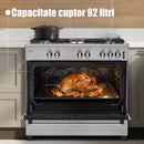 Aragaz pe gaz Samus SM950AGRXS1 5 arzatoare gaz cuptor pe gaz 92 litri aprindere electrica dispozitiv siguranta plita dispozitiv siguranta cuptor geam dublu cuptor timer capac metalic latime 90 cm