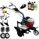 Motosapa AGT 6500 PREMIUM motor Honda GX160 5.5 CP latime lucru 80 cm 2+1 viteze freze rarita fixa roti cauciuc 4.00-8 roti metal plug arat rarita reglabila plug cartofi cultivator remorca 2.6l ulei
