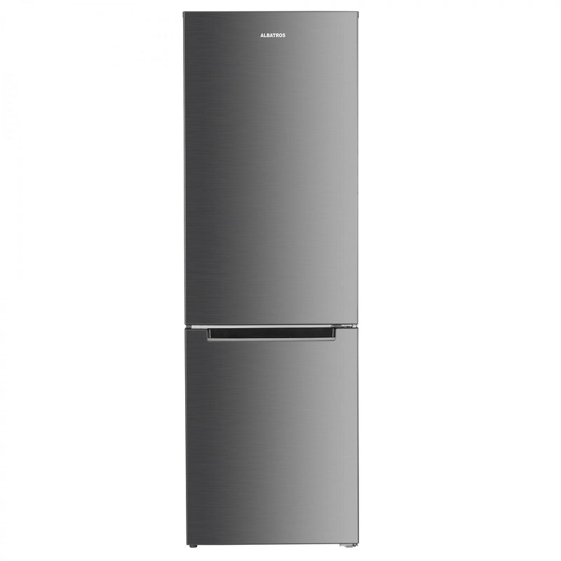 Combina frigorifica Albatros CNFX395E 293 litri Full No Frost clasa E inaltime 185 cm termostat reglabil usi reversibile lumina interioara tip LED picioare reglabile argintiu