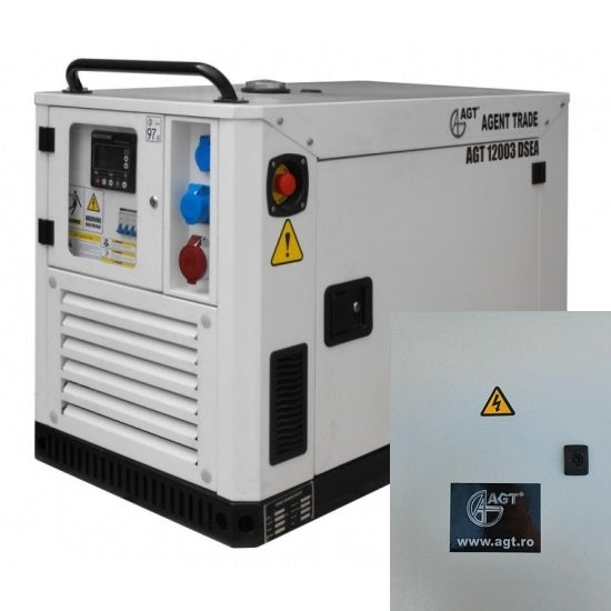 Generator curent cu automatizare AGT 12003 DSEA putere 9.6 kW 400 V diesel pornire electrica insonorizat rezervor 25 L + ATS 22S