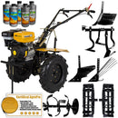 Pachet motocultor Profesional ProGARDEN HS 1100D 13 CP benzina freze de lucru roti cauciuc 6 X 12 roti metalice rarita reglabila plug cartofi plug arat prasitoare + 2l ulei motor AgroPro +3l ulei transmisie AgroPro