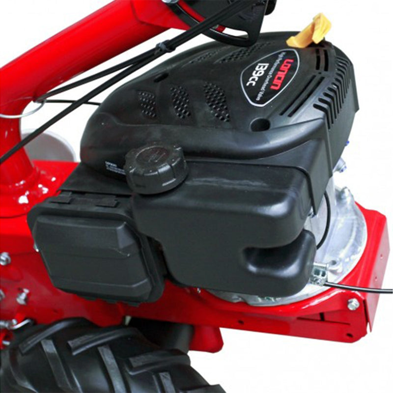 Motocoasa cu lama Rotakt ROMTC87 motor Loncin 3.9 CP bara de cosire Europa 87 cm roti cauciuc pline 13x5.00-6 sistem brevetat dubla lama