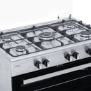 Aragaz pe gaz Samus SM950AGRXS1 5 arzatoare gaz cuptor pe gaz 92 litri aprindere electrica dispozitiv siguranta plita dispozitiv siguranta cuptor geam dublu cuptor timer capac metalic latime 90 cm