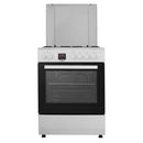 Aragaz electric / gaz Samus SM663AENS WHITE 4 arzatoare pe gaz 1 arzator Wok cuptor electric 7 functii grill ventilator latime 60 cm aprindere electrica plita timer digital lumina interioara