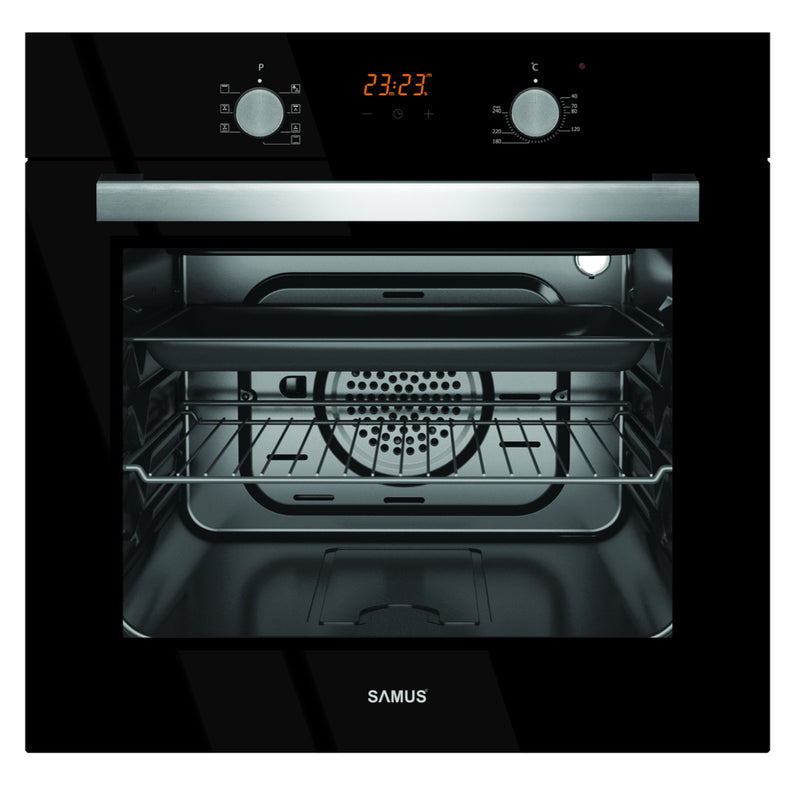 Cuptor electric incorporabil Samus SC619EGV clasa A 56 litri 7 functii grill electric ventilator afisaj LCD 2200 W timer digital
