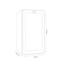 Racitor pentru vin Samus SRV55LMC 5 rafturi din lemn 50 litri capacitate 18 sticle clasa G termostat reglabil racire cu compresor iluminare interioara LED control tactil cu afisaj electronic 77 x 34.5 x 45 cm