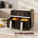 Friteuza cu aer cald Samus AF9BIG-S2500DW 2500 W 9 litri Separator compartiment detasabil Afisaj electronic color Touch Control Timer 10 programe Tehnologia Fry-Force 360°