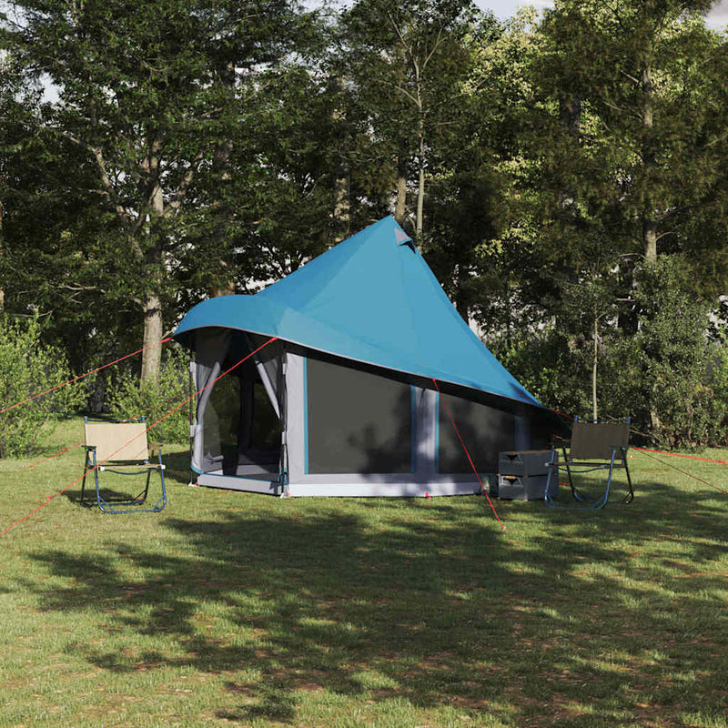vidaXL Cort Tipi cu acoperiș albastru 404 x 370 x 270 cm tafta
