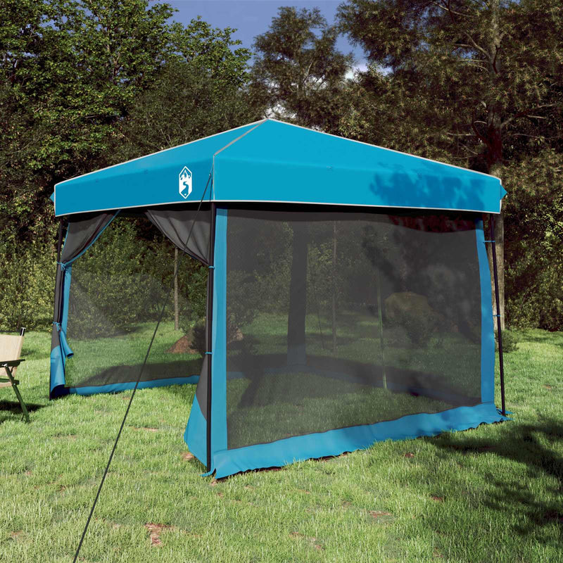 vidaXL Set Cort pentru Camping 2 pcs albastru Tafetă și Material