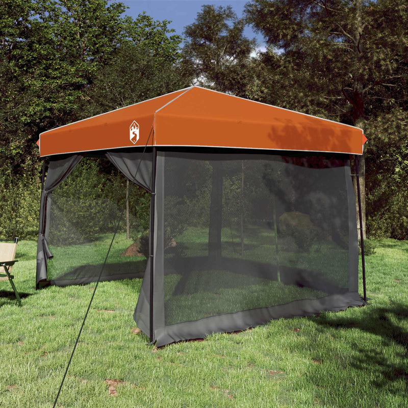 vidaXL Set Cort pentru Camping cu acoperiș 2 pcs Gri și Portocalie