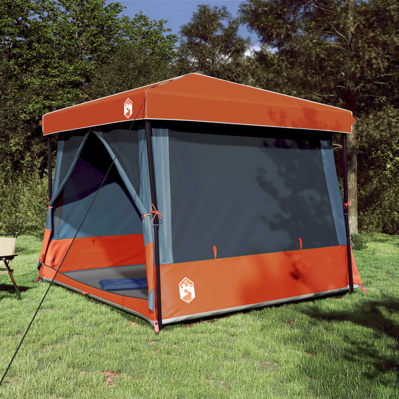 vidaXL Set Cort pentru Camping cu acoperiș 2 pcs Gri și Portocalie
