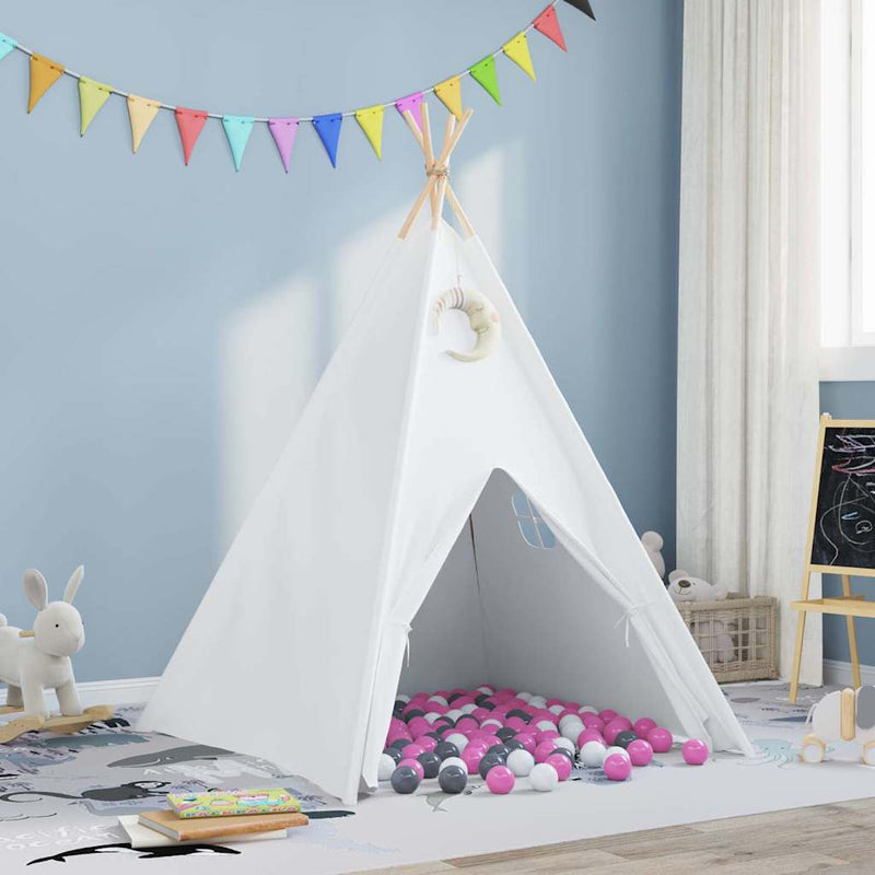 vidaXL Cort Teepee Alb 120 x 120 x 150 cm Țesătură și Plastic