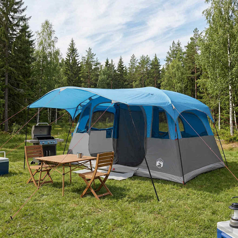 vidaXL Cort tunel albastru 366 x 244 x 198 cm poliester si otel