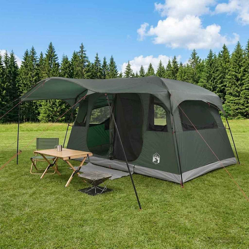 vidaXL Cort tunel verde army 366 x 244 x 198 cm poliester si otel