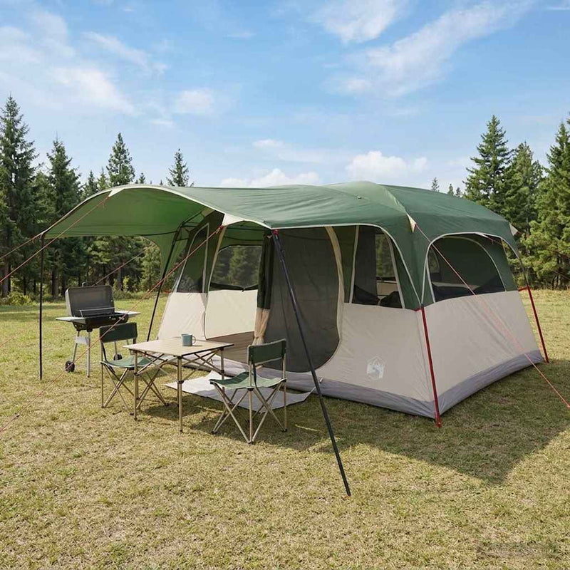vidaXL Cort tunel verde 427 x 305 x 205 cm poliester si otel