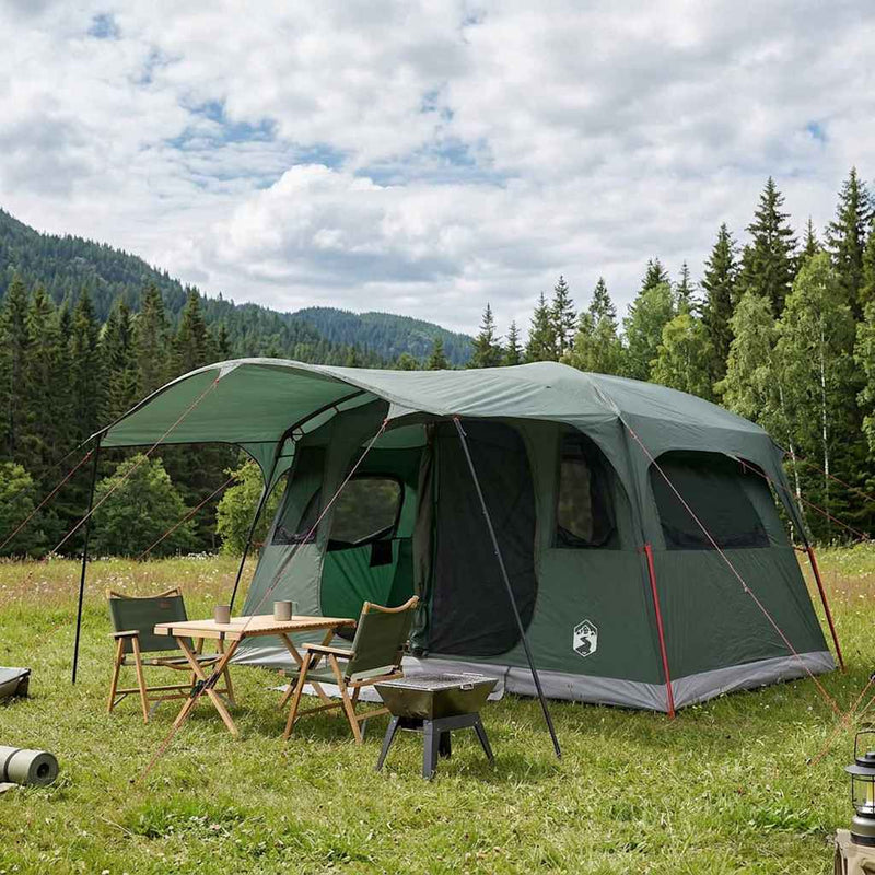 vidaXL Cort tunel verde army 427 x 305 x 205 cm poliester si otel
