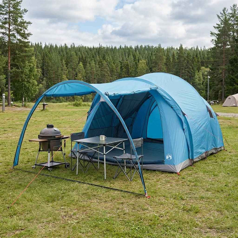 vidaXL Cort tunel albastru 370 x 275 x 210 cm poliester si otel
