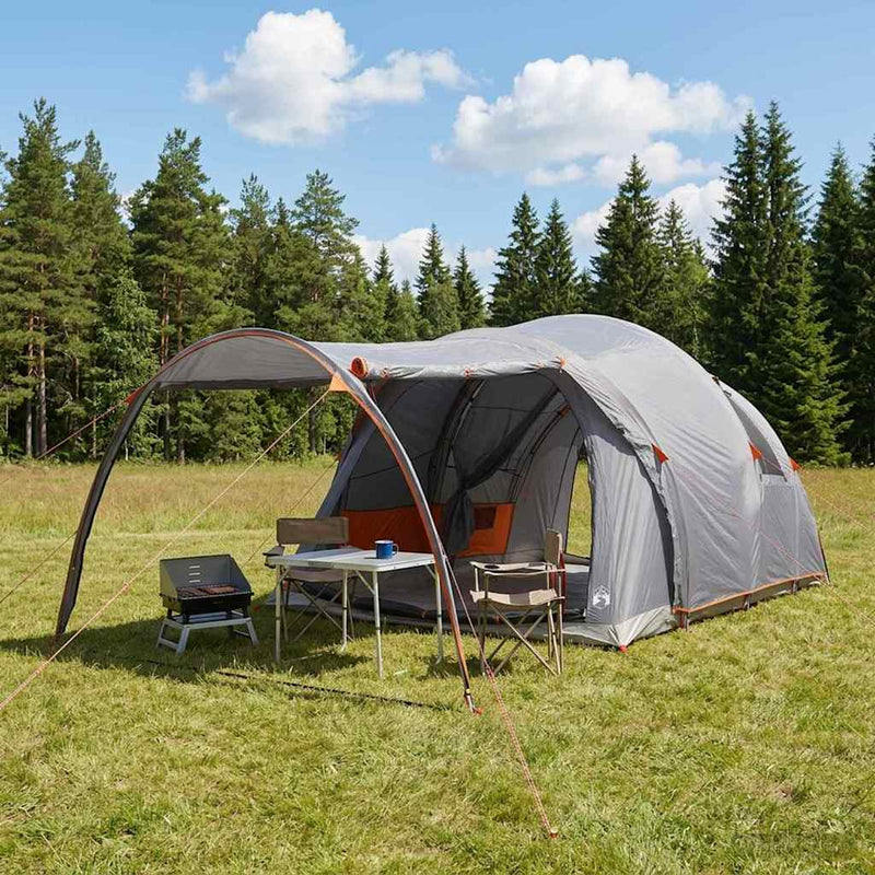 vidaXL Cort tunel cu acoperis gri si portocalie 370 x 275 x 210 cm