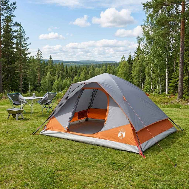 vidaXL Cort instant cu acoperis gri si portocalie 305 x 215 x 140 cm
