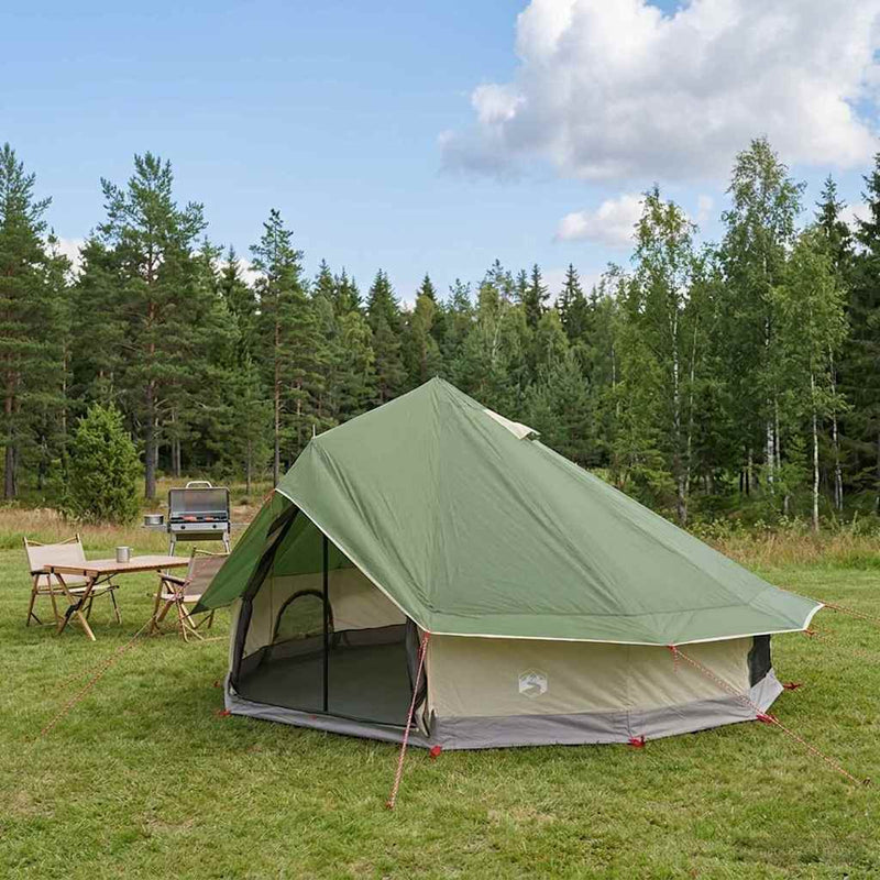 vidaXL Cort Tipi verde 700 x 700 x 395 cm poliester si otel