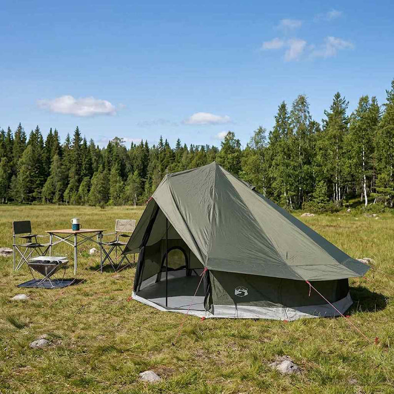 vidaXL Cort Tipi verde army 700 x 700 x 395 cm poliester si otel