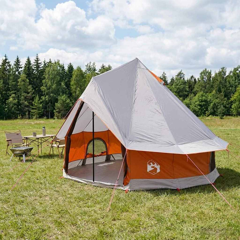 vidaXL Cort Tipi gri si portocalie 250 x 250 cm poliester si otel