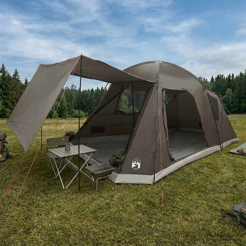 vidaXL Cort cabina gri caramiziu 8 persoane poliester si otel