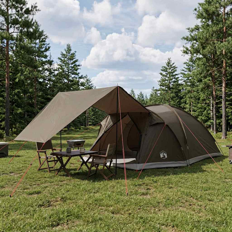 vidaXL Cort cabina gri caramiziu 8 persoane poliester si otel