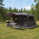 vidaXL Cort tunel cu acoperis culoare maro gri 366 x 244 x 198 cm