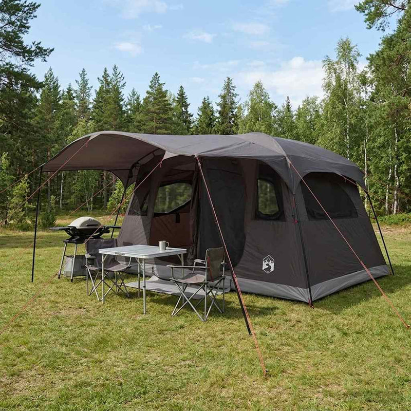 vidaXL Cort tunel cu acoperis culoare maro gri 366 x 244 x 198 cm