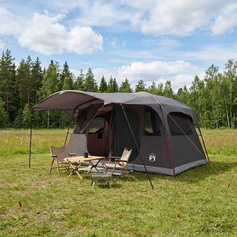 vidaXL Cort tunel cu acoperis culoare maro gri 427 x 305 x 205 cm