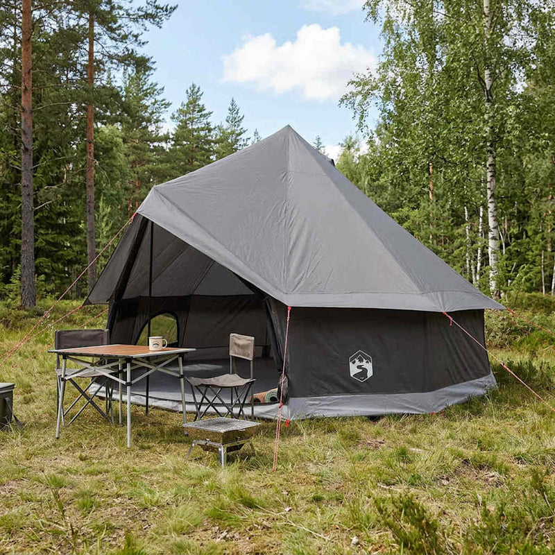 vidaXL Cort Tipi culoare maro gri 400 x 400 x 250 cm poliester si otel