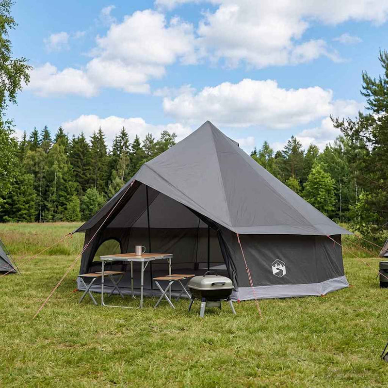 vidaXL Cort Tipi culoare maro Gri 600 x 600 x 350 cm poliester si otel