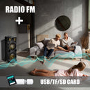 Boxa portabila Samus Fiesta 12 100 W Bluetooth USB slot card SD Aux in radio FM intrare microfon functie True Wireless Stereo negru microfon inclus telecomanda