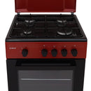 Aragaz pe gaz Samus SM566APGS BURGUNDY-BLACK 4 arzatoare cuptor gaz latime 50 cm capac de metal