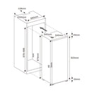 Frigider incorporabil cu o usa Samus SFBI174E cu 1 usa si 2 rafturi 118 litri clasa E alb inaltime 88 cm termostat reglabil lumina interioara tip LED picioare reglabile