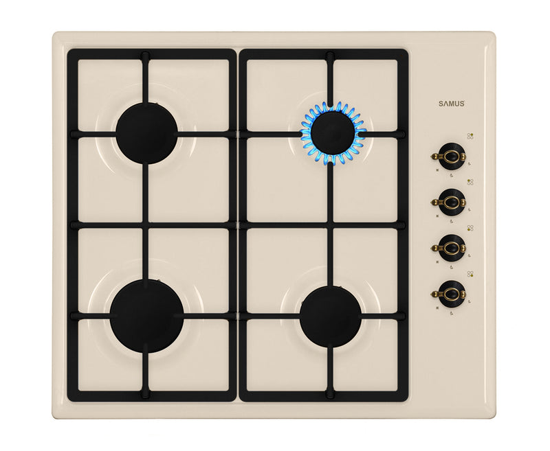 Plita pe gaz incorporabila Samus PS650VS 4 arzatoare putere 7.25 kW aprindere electrica dispozitiv siguranta arzatoare design rustic