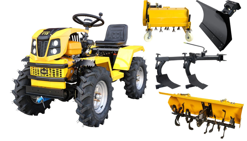 ProGARDEN Campo T18 Minitractor G2 4x4, 18CP, benzina, hidraulica fata-spate, roti 6.00-12 plug 2 brazde freza tractata tocator vegetatie lama zapada
