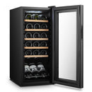 Racitor pentru vin Samus SRV55LMC 5 rafturi din lemn 50 litri capacitate 18 sticle clasa G termostat reglabil racire cu compresor iluminare interioara LED control tactil cu afisaj electronic 77 x 34.5 x 45 cm