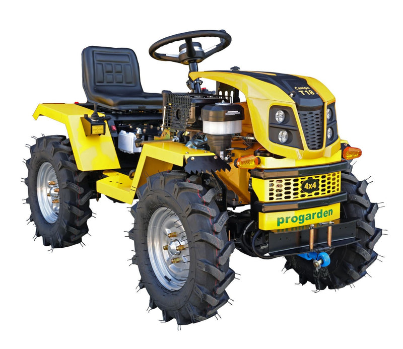 Minitractor ProGARDEN Campo T18 V25.1 4x4 18CP benzina hidraulica fata-spate roti 6.00-12 Cositoare frontala rotativa cu 3 discuri