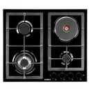 Plita incorporabila mixta Samus PSGE-63SB1 3 arzatoare pe gaz + 1 arzator electric 7.7 kW aprindere electrica dispozitiv siguranta arzatoare, panou frontal gratar fonta