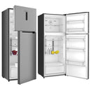 Frigider Albatros FA58NFXEcu 2 usi si 3 rafturi 415 litri Full No Frost clasa E argintiu inaltime 178 cm Chiller Zone functie Power Cool display touch control usi reversibile lumina interioara tip LED picioare reglabile