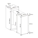 Frigider - racitor incorporabil cu o usa Samus SRBI223 cu 1 usa si 4 rafturi 199 litri clasa F inaltime 123 cm termostat reglabil usa reversibila lumina interioara tip LED picioare reglabile accesorii de montaj incluse