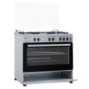 Aragaz pe gaz Samus SM950AGRXS1 5 arzatoare gaz cuptor pe gaz 92 litri aprindere electrica dispozitiv siguranta plita dispozitiv siguranta cuptor geam dublu cuptor timer capac metalic latime 90 cm